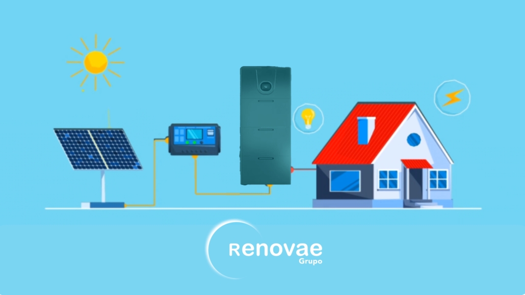 Esquema de instalación fotovoltaica junto con baterías